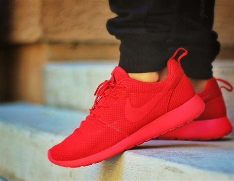 bright red nike shoes.